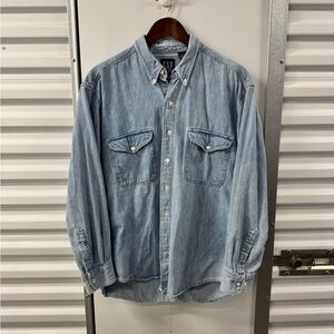 Vintage Gap Denim Button Shirt Long Sleeve Blue Mens Large Y2K Cotton 2000s
